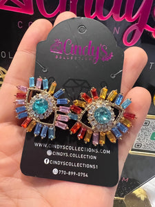 Multicolor Maxi Rhinestone Evil Eye Earrings