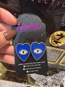 Evil Eye Heart Studs