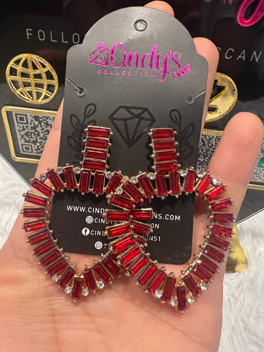 Red Heart Rhinestone Earrings