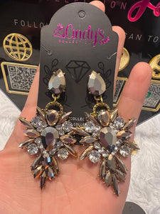 Gold Chrome Rhinestone Earrings