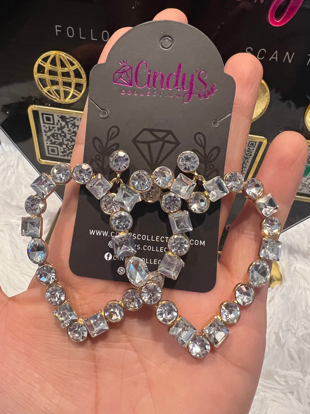 Max Rhinestone Open Heart Earrings