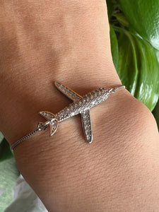 Silver Airplane Bracelet