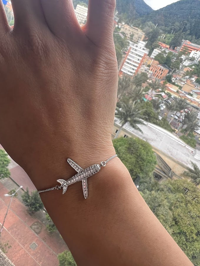 Silver Airplane Bracelet