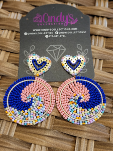 Aretes Tejidos de Corazón (Baby Pink & Blue)