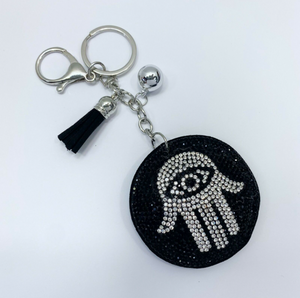 Black Hamsa Evil Eye KeyChain