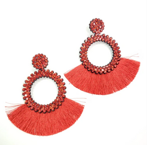 Red Tassel Earrings (Light Weight)