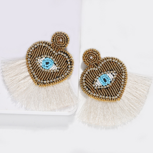 Handmade Tassel Evil Eye Earrings