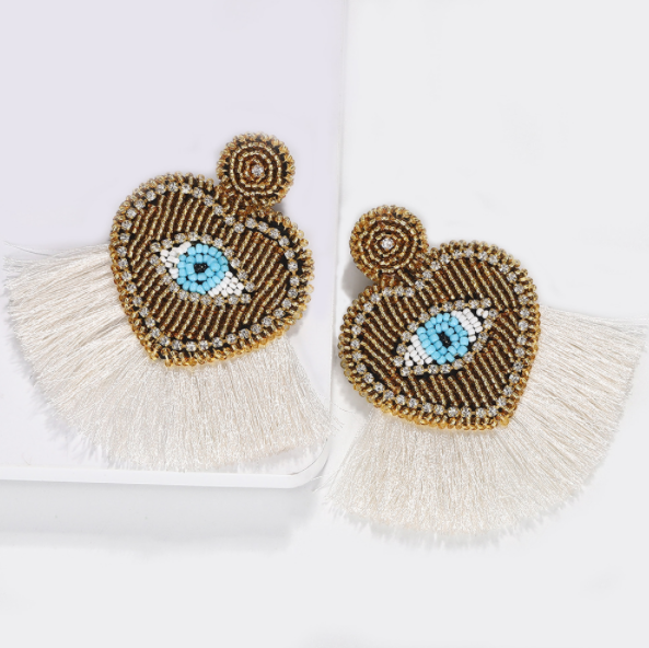 Handmade Tassel Evil Eye Earrings