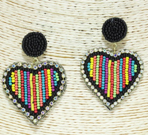 MULTI, HEART BEADED EARRING