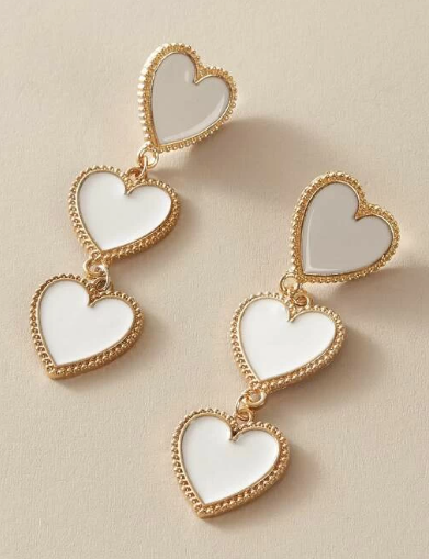 White and Gold Heart Dangle