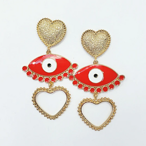 Heart & Love Evil Eye Earrings