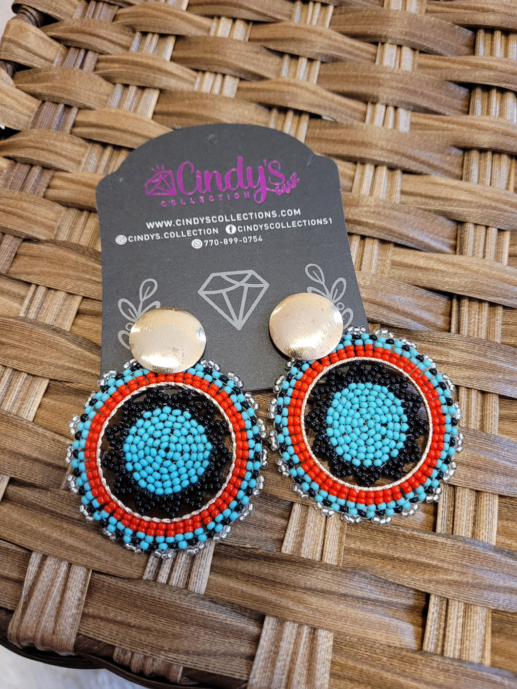 Aretes Tejidos Mint, Red & Black