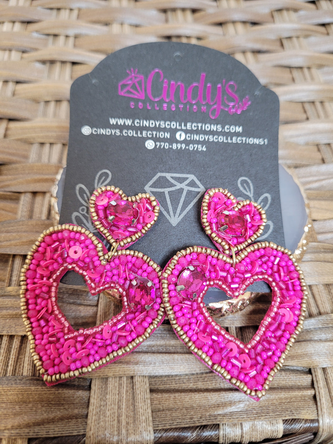 Hot Pink Heart Handmade Earrings