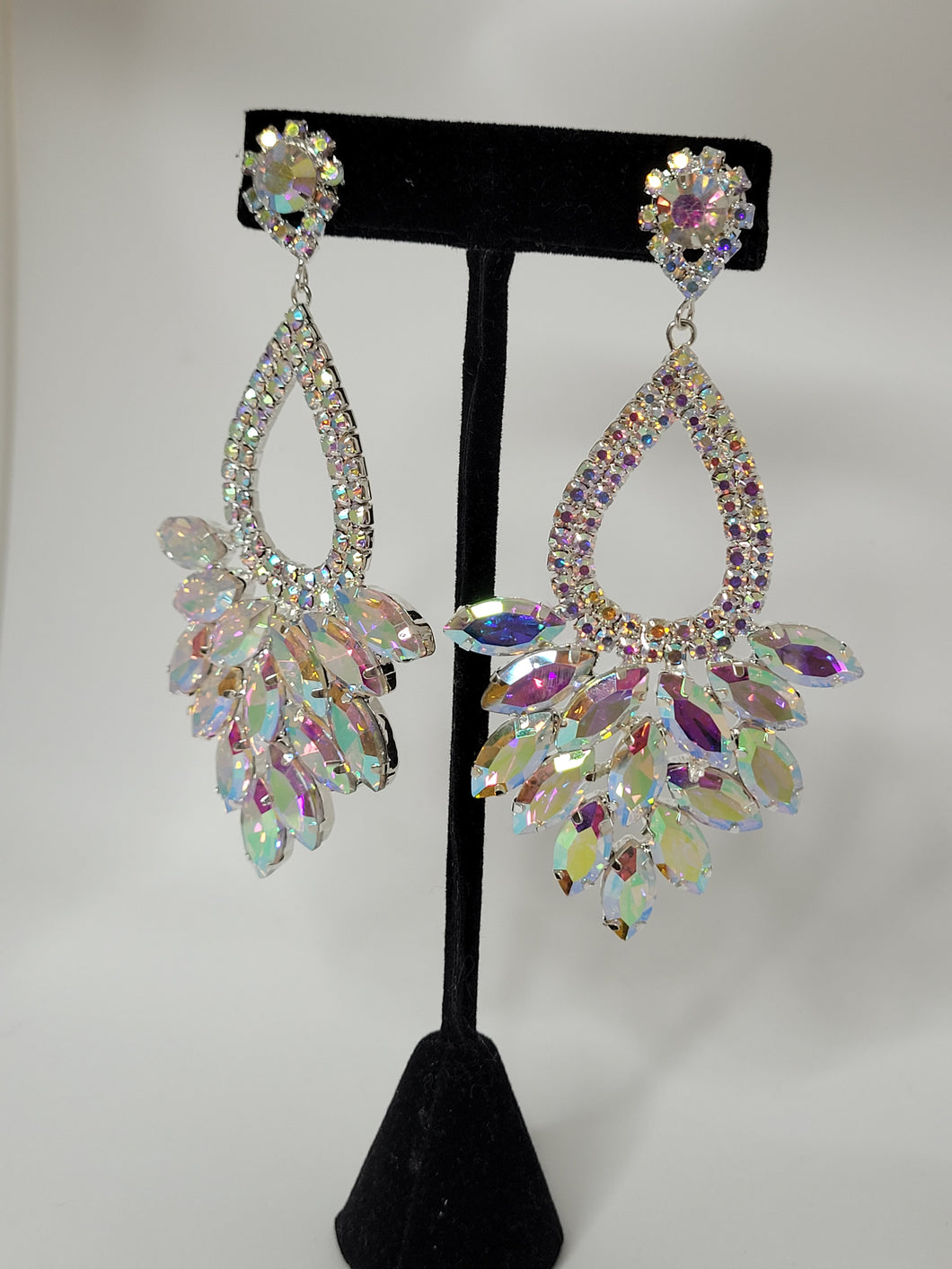 Gold/AB Crystal Rhinestone Earrings