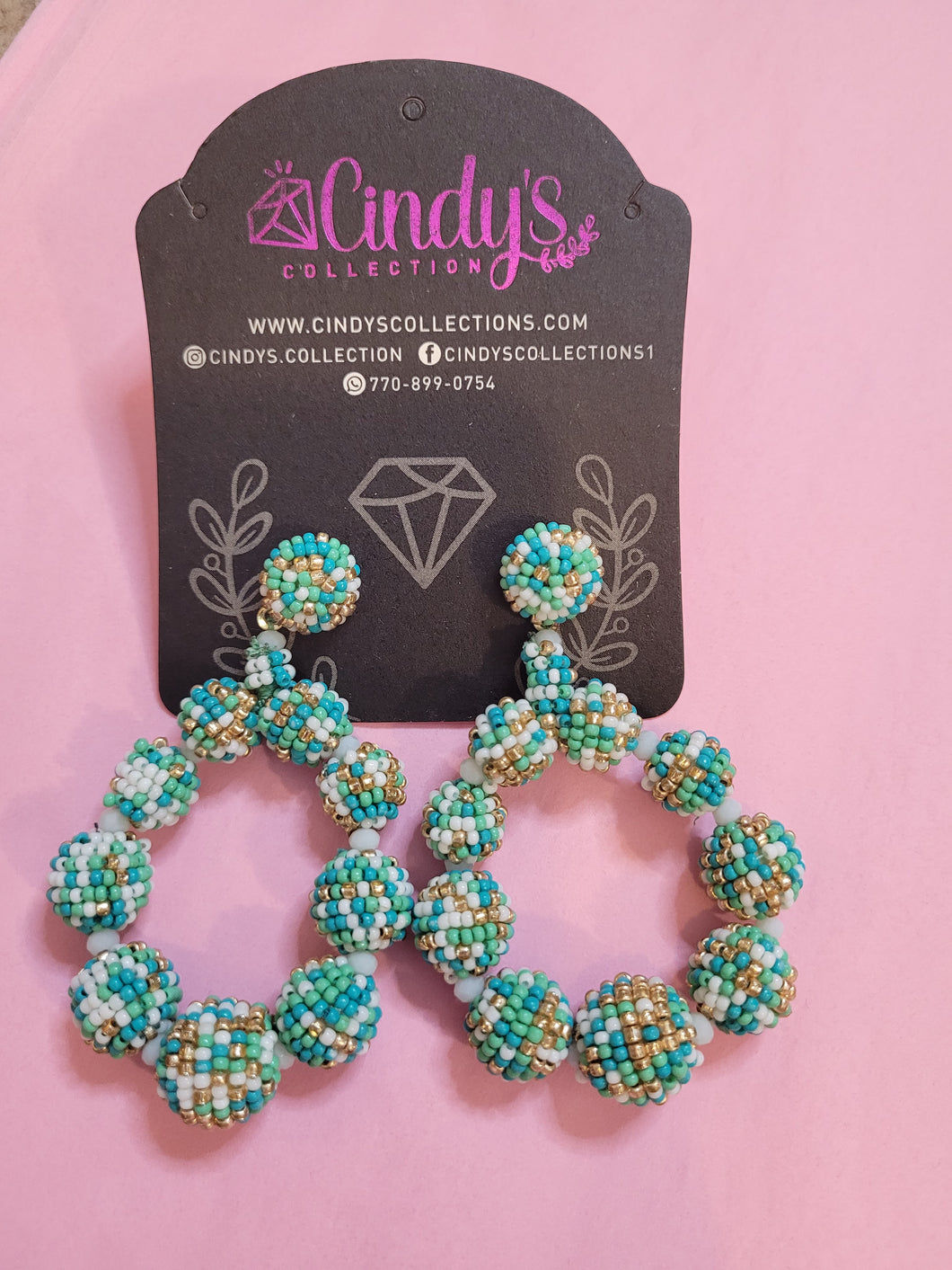 Mint and White Earrings (Handmade)