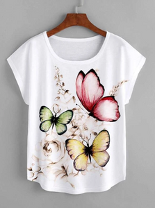 Butterfly And Floral T-Shirt