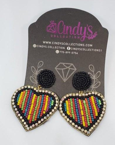 MULTI, HEART BEADED EARRING