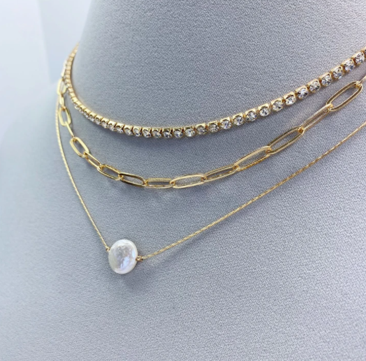 Gold Pearl Multi Necklace