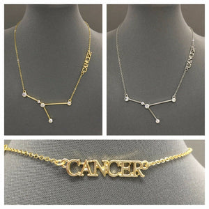 Zodiac Sign Constellation Chain Necklace with Clear Stones