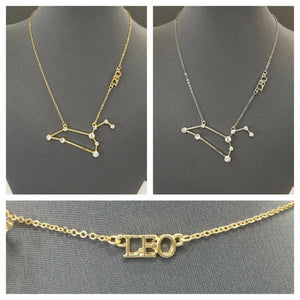 Zodiac Sign Constellation Chain Necklace with Clear Stones