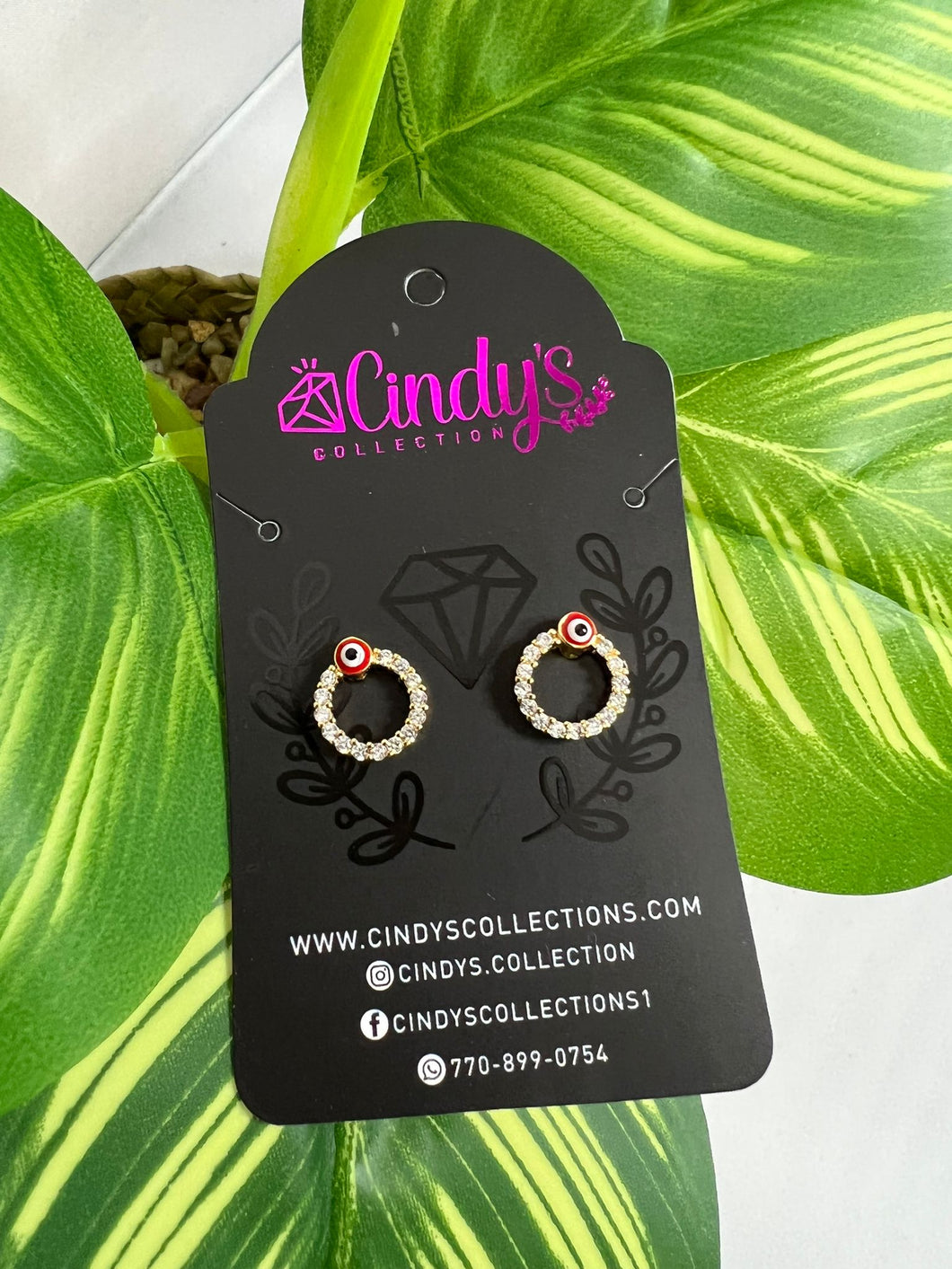 Evil Eye Studs with Rhinestones