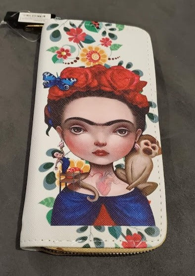 White Frida Kahlo Wallet