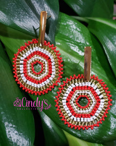 Aretes Tejidos Tonos Rojos