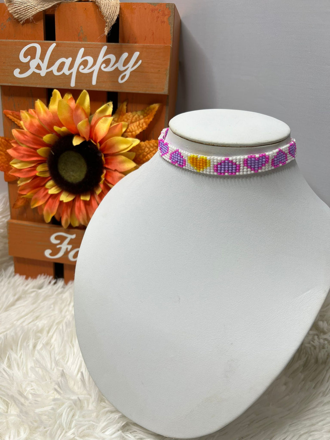 Multicolor Choker hecho a mano (Corazones)