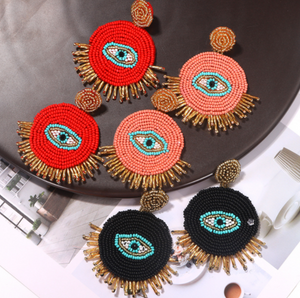 EVIL EYE HANDMADE TASSEL EARRINGS