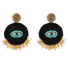 Load image into Gallery viewer, EVIL EYE HANDMADE TASSEL EARRINGS
