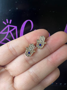 Hamsa Hand Gold Style Evil Eye Earrings