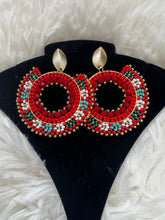 Load image into Gallery viewer, Collection Mi Tierra Hechos a Mano Rojos y Turquesa Earrings
