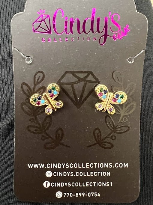 18K Gold Plated Butterfly Multicolor