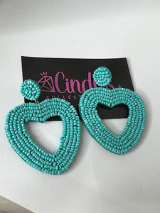 Handmade Heart Shape Light Blue Earrings