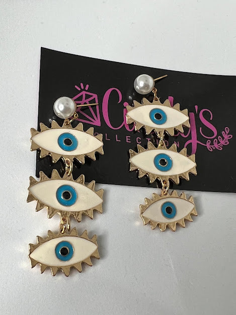 Evil Eye Drop Style Earrings