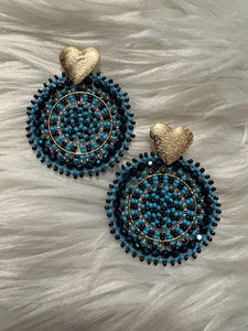 Collection Mi Tierra Rosalia Blue and Black Handmade Earrings