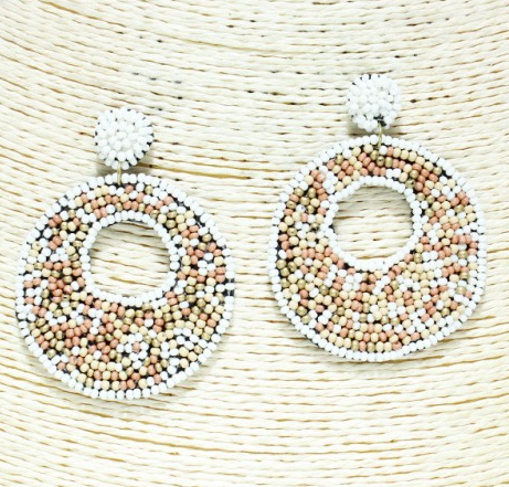 IVORY/MULTI, SEED BEAD EARRING