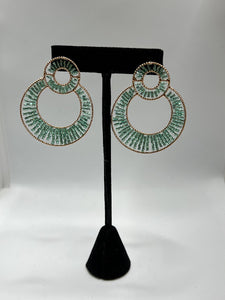 Mint and Gold Earrings Handmade Style