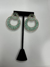 Load image into Gallery viewer, Mint and Gold Earrings Handmade Style
