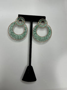 Mint and Gold Earrings Handmade Style