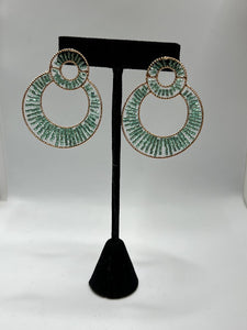 Mint and Gold Earrings Handmade Style