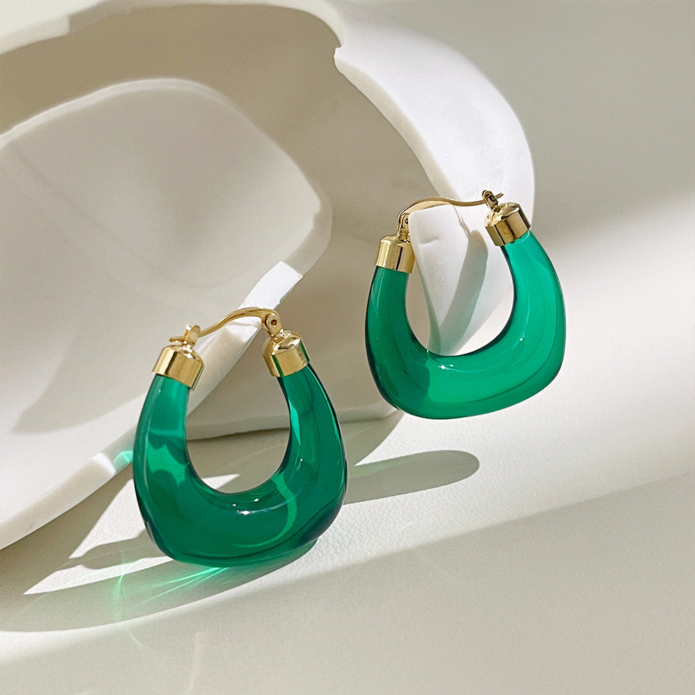 Verde-Turquesa Resin Glam Hoops