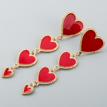 Load image into Gallery viewer, Red Earrings (4 Hearts)
