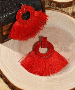 Red Tassel Glam Earrings