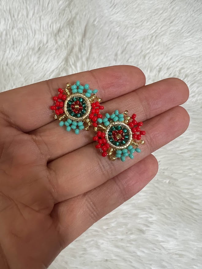 Tonos Rojizos & Turquesas Handmade Earrings