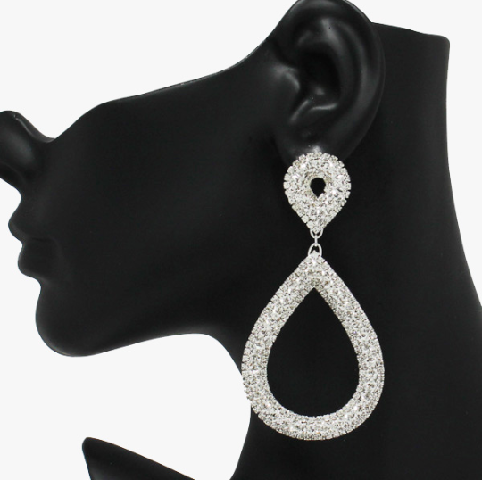 Maxi Silver Rhinestone Earrings