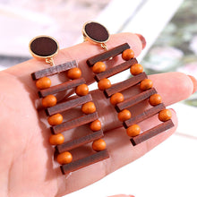 Load image into Gallery viewer, WOODEN BEADS HANDMADE EARRINGS
