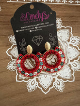 Load image into Gallery viewer, Collection Mi Tierra Hechos a Mano Rojos y Turquesa Earrings
