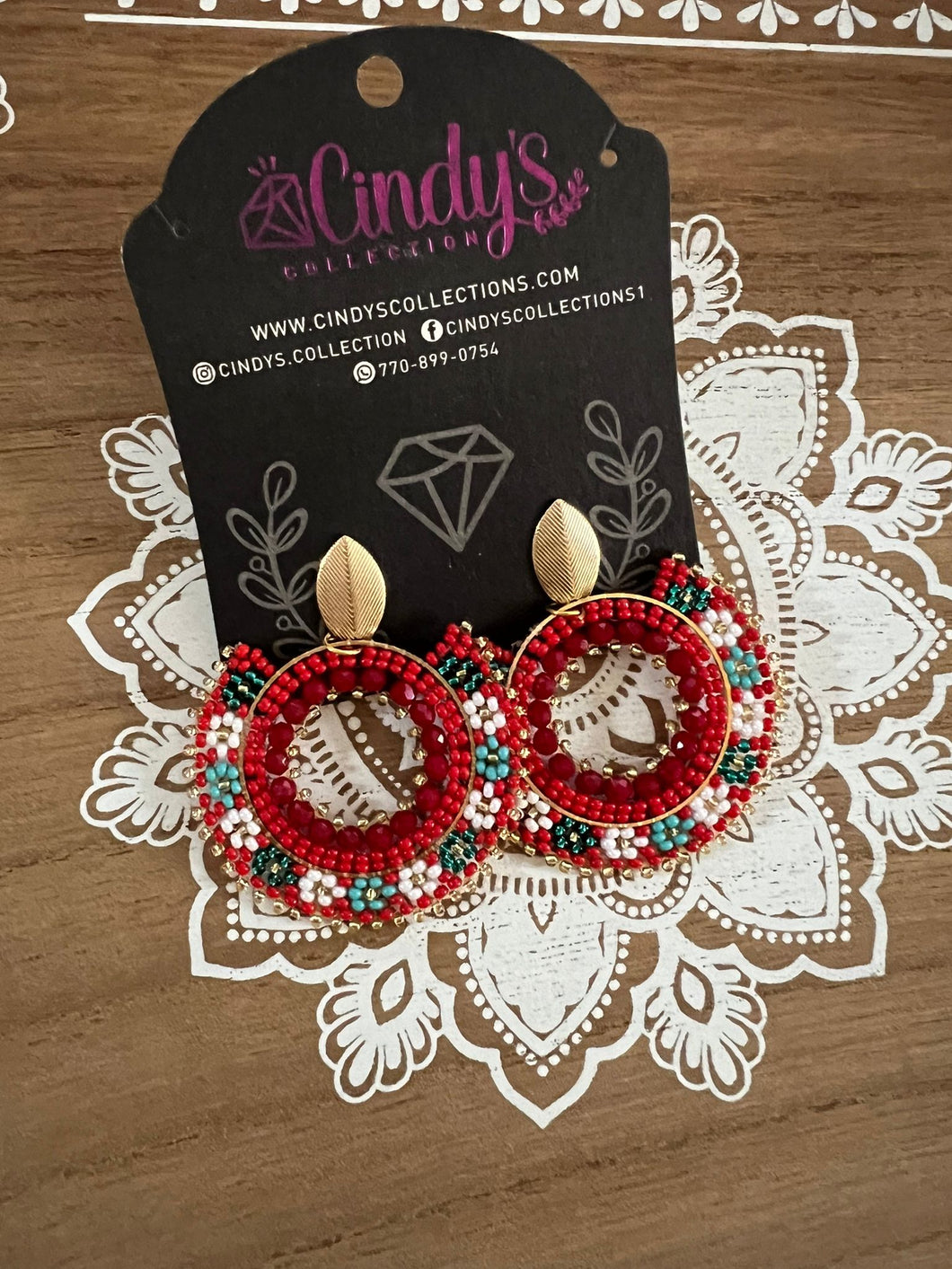 Collection Mi Tierra Hechos a Mano Rojos y Turquesa Earrings