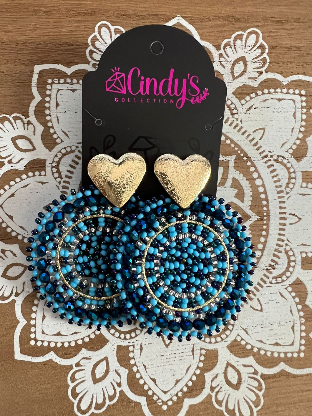 Collection Mi Tierra Rosalia Blue and Black Handmade Earrings